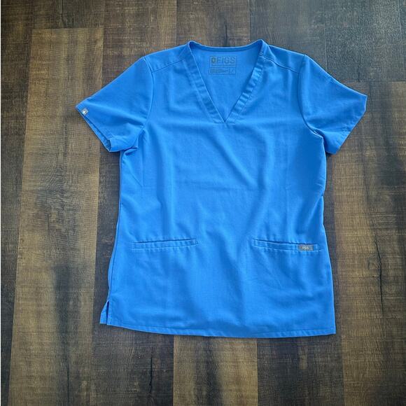 Figs Casma Ceil Blue Three-Pocket Scrub Top Size Small - Picture 6 of 6